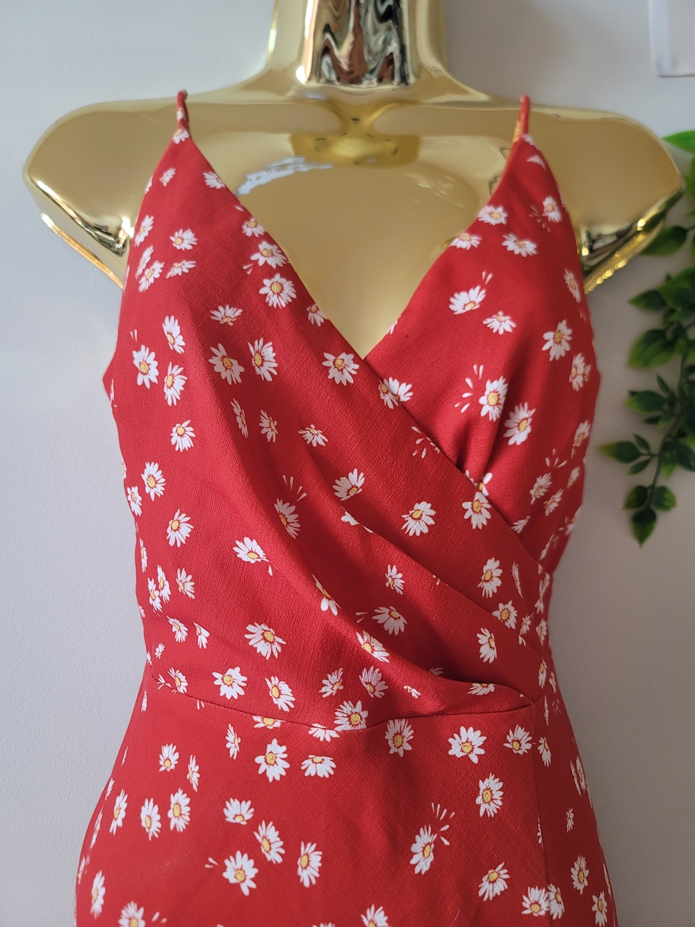 Finders Keepers Red Floral Wrap-Style Midi Dress - Picture 3 of 7
